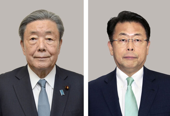 自民党の森山裕幹事長、公明党の西田実仁幹事長