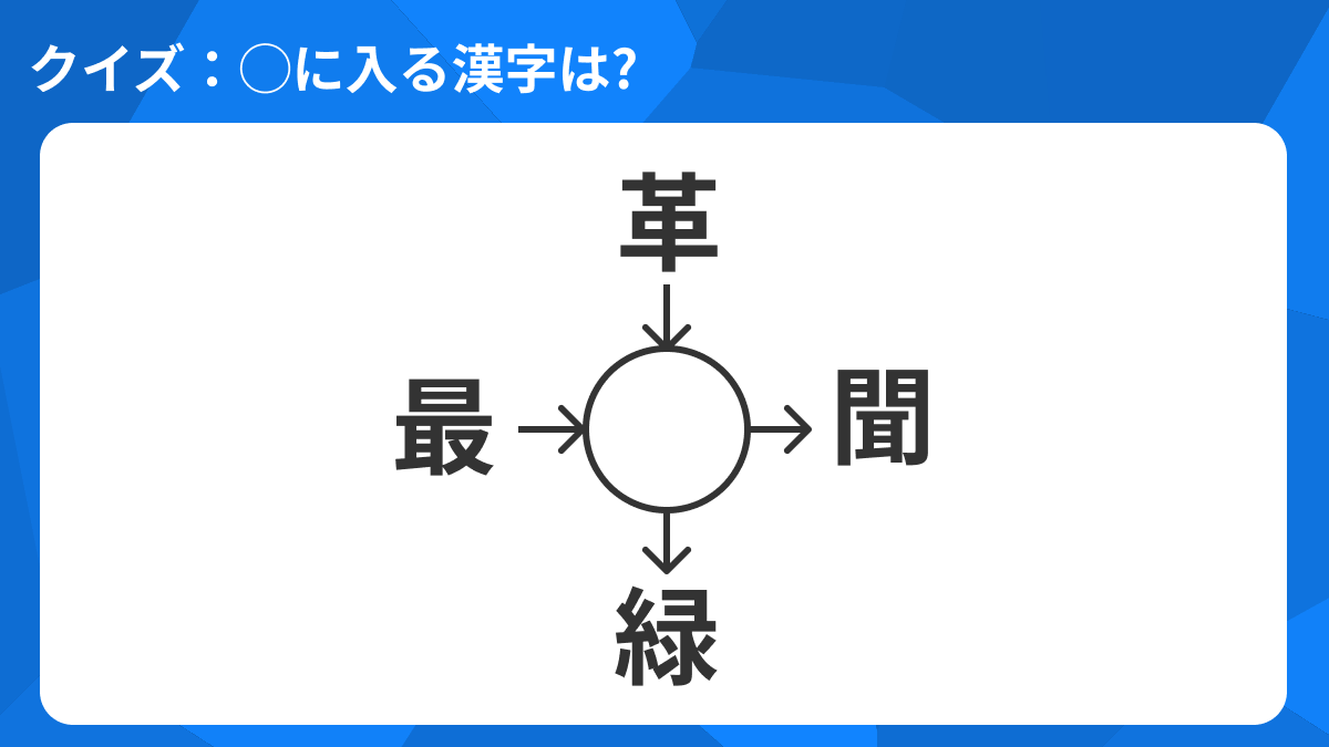 ◯に入る漢字はなんでしょう？４つのそれぞれの漢字と組み合わせると熟語になるよ。わかった人は答えを見てみてね。