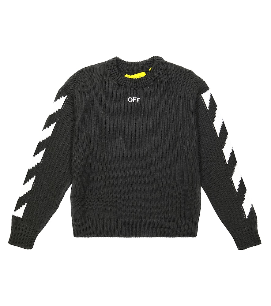 Off-white Kids' Off Stamp Cotton Sweater In Black