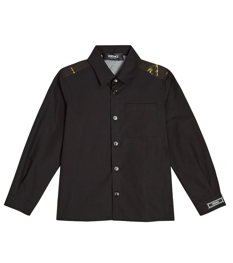 Versace Kids' Printed Cotton Shirt In Black