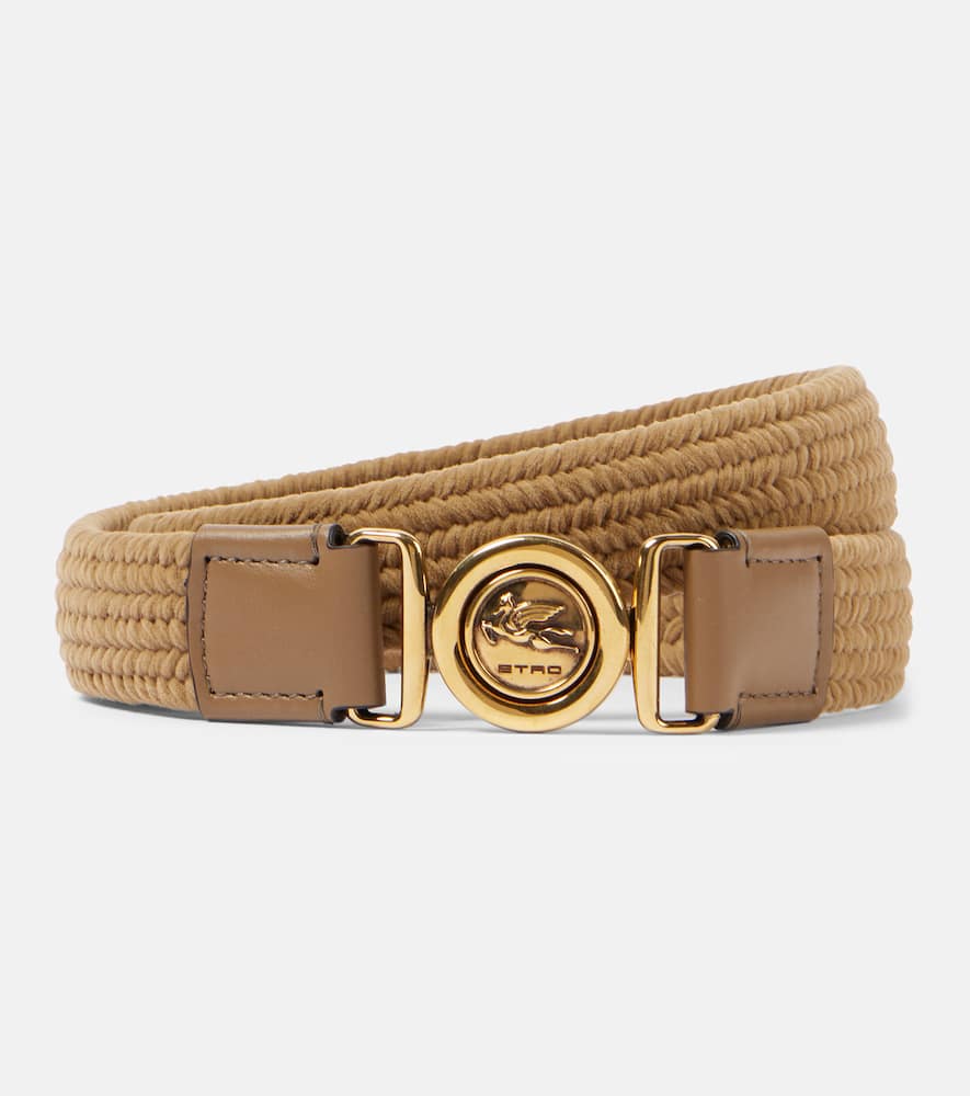 Etro Pegaso Woven Belt In Brown