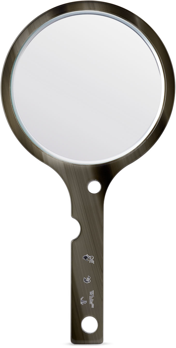 Off-white Grey Meteor Hand Mirror In Dark Grey Silver