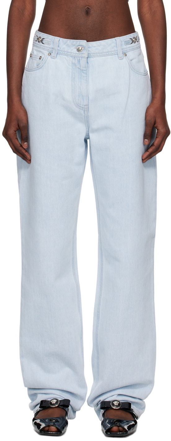 Versace Blue Skinny Jeans In 1d700-light Blue Ice