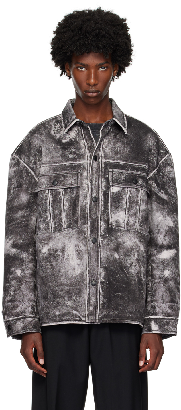 Alexander Wang Black & Gray Oversized Denim Jacket In 019bblack/steel Grey