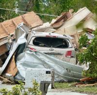 NO FILM, NO VIDEO, NO TV, NO DOCUMENTARY - Damage from suspected tornadoes that ripped through the Spanish Lakes County Club Village in Fort Pierce, that spun off of Hurricane Milton overnight on Thursday, Oct. 10, 2024. Photo by Joe Cavaretta/South Florida Sun Sentinel/TNS/ABACAPRESS.COM