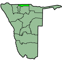 Location of the Ohangwena Region in Namibia