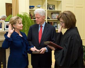 Clinton taking oath as Secretary of State