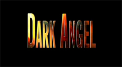 The words "Dark Angel", written in flames against a black background