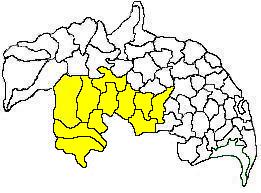 Mandals in Narasaraopet revenue division (in yellow) of Guntur district