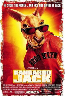 A kangaroo wearing sunglasses and read Brooklyn jacket