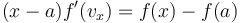 (x - a) f'(v_x) = f(x) - f(a)\,