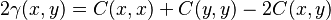 2\gamma(x,y)=C(x,x)+C(y,y)-2C(x,y)