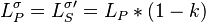 L_P^\sigma=L_S^{\sigma\prime}=L_P*(1-k)