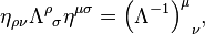 \eta_{\rho\nu} {\Lambda^\rho}_\sigma \eta^{\mu\sigma} = {\left(\Lambda^{-1}\right)^\mu}_\nu,