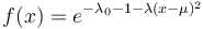 f(x)=e^{-\lambda_0-1-\lambda(x-\mu)^2}