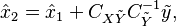 \hat{x}_2 = \hat{x}_1 + C_{X\tilde{Y}}C_{\tilde{Y}}^{-1} \tilde{y},