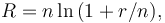 R=n\ln{\left(1+r/n\right)},