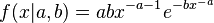 f(x|a,b) = a b x^{-a-1} e^{-b x^{-a}}\,