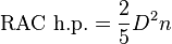 \text{RAC h.p.}=\frac{2}{5}D^2 n