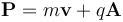 \mathbf{P} = m\mathbf{v} + q\mathbf{A} 