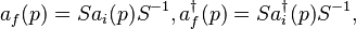 a_f(p)=Sa_i(p)S^{-1}, a_f^\dagger(p)=Sa_i^\dagger(p)S^{-1},