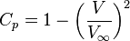 C_p ={1 - \bigg(\frac{V}{V_{\infty}} \bigg)^2}