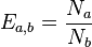  E_{ a, b } = \frac{ N_a }{ N_b }