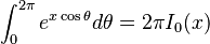 \int_{0}^{2 \pi} e^{x \cos \theta} d \theta = 2 \pi I_{0}(x)