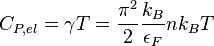 C_{P, el} = \gamma T = \frac{\pi^2}{2}\frac{k_B}{\epsilon_F}nk_BT