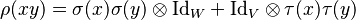 \rho(xy) = \sigma(x) \sigma(y) \otimes \mbox{Id}_W + \mbox{Id}_V \otimes \tau(x) \tau(y)