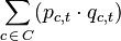 \sum_{c\,\in\, C} (p_{c,t}\cdot q_{c,t})