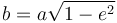 b = a \sqrt{1-e^2}\,\!