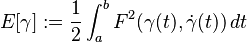 E[\gamma]:=\frac{1}{2}\int_a^b F^2(\gamma(t),\dot{\gamma}(t))\, dt