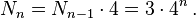 N_{n} = N_{n-1} \cdot 4 = 3 \cdot 4^{n}\, .