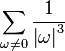 \sum_{\omega\neq0}\frac{1}{\left|\omega\right|^{3}}