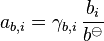 a_{b,i} = \gamma_{b,i}\, \frac{b_i}{b^{\ominus}}