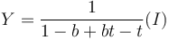 Y = \frac {1} {1 - b + bt - t} (I) 