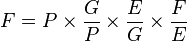 F = P \times \frac{G}{P} \times \frac{E}{G} \times \frac{F}{E}