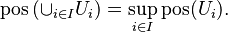 \operatorname{pos}\left(\cup_{i \in I} U_i\right) = \sup_{i \in I}\operatorname{pos}(U_i).