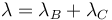  \lambda = \lambda_B + \lambda_C \,