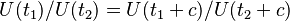  U(t_1)/U(t_2) = U(t_1+c)/U(t_2+c)