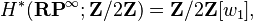 H^*(\mathbf{RP}^\infty; \mathbf{Z}/2\mathbf{Z}) = \mathbf{Z}/2\mathbf{Z}[w_1],