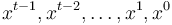 x^{t-1},x^{t-2},\dots,x^1,x^0