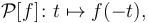 \mathcal{P}[f]\colon t \mapsto f(-t),