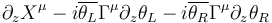 \partial_zX^\mu-i\overline{\theta_L}\Gamma^\mu\partial_z\theta_L - i \overline{\theta_R} \Gamma^\mu\partial_z\theta_R