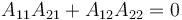 A_{1 1} A_{2 1} + A_{1 2} A_{2 2} = 0