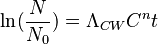  \ln(\frac{N}{N_0})=\Lambda_{CW} C^n t \!