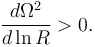  \frac{d\Omega^2}{d \ln R}>0.