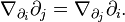 \nabla_{ \partial _i} \partial _j = \nabla_{\partial_j} \partial_i.