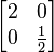 \begin{bmatrix}
2 & 0 \\
0 & \frac{1}{2}
\end{bmatrix}
